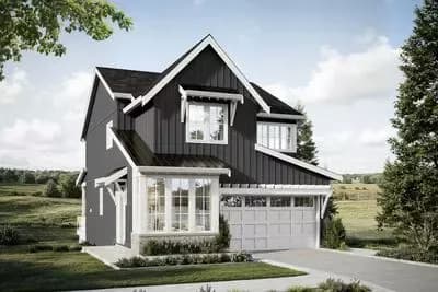 Modern New American House Plan: 4-5 Beds Open Living and Office