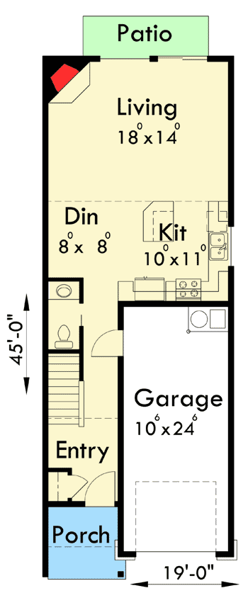 Plan 38026LB: Seven Plex House Plan with Open Living Area - Floor Plan - Main Level
