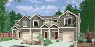 Triplex House Plan with 3 Bedroom Units