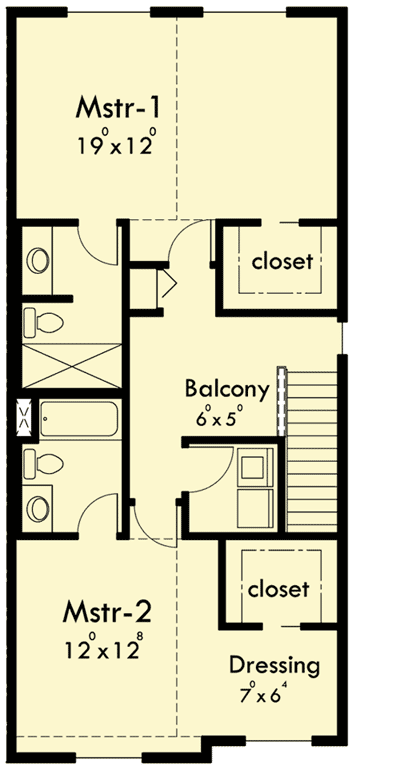 Plan 38029LB: 2 Bed Triplex House Plan - Floor Plan - 2nd Floor