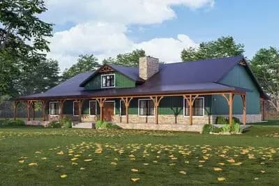 Expansive 5-Bedroom Modern Barndominium with Spacious Porches