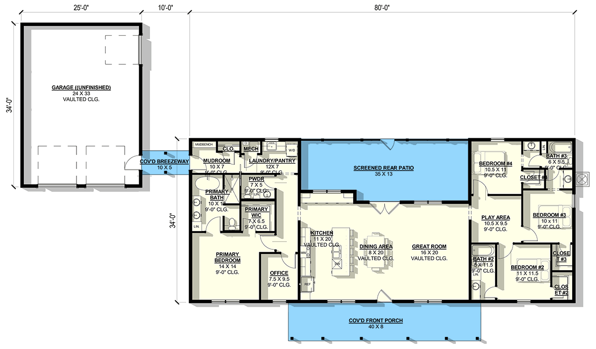 Plan 405059FDC: Sleek Modern Barndominium House Plan with Open Concept Living - Floor Plan - Main Level - Barndominium