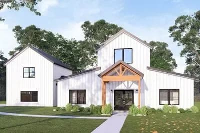 2502 Sq Ft Barndominium House Plan with Split Bedrooms and Vaulted Ceilings