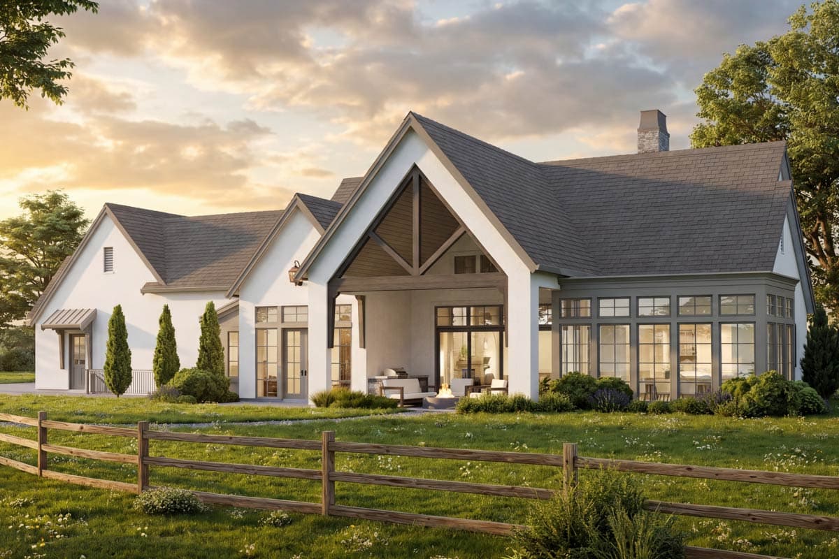 Plan 270121AF: Spacious Transitional Ranch House Plan with Vaulted Ceilings and 3-Car Garage - Image #2 - Ranch, Transitional