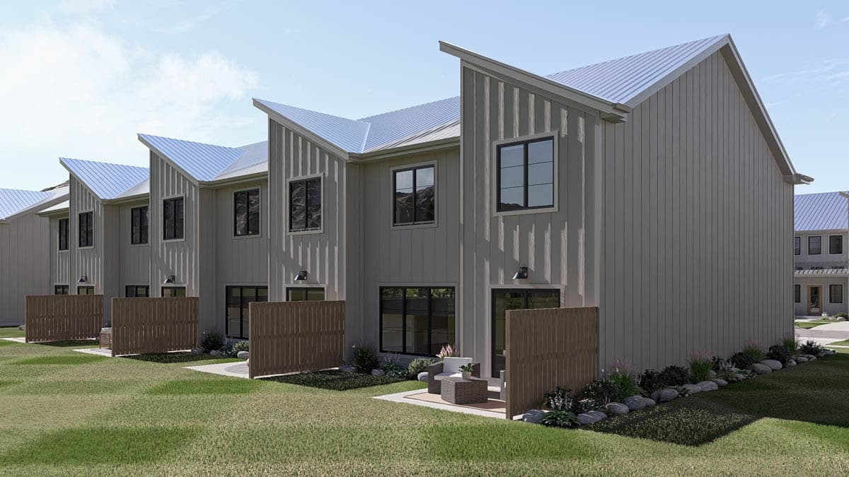 Plan 623560DJ: Modern 3-Bedroom Townhouse Quadplex Plan with Home Office and Upstairs Master - Image #7 - Contemporary, Modern