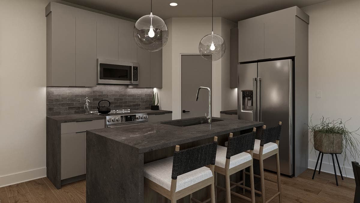 Plan 623560DJ: Modern 3-Bedroom Townhouse Quadplex Plan with Home Office and Upstairs Master - Image #10 - Contemporary, Modern