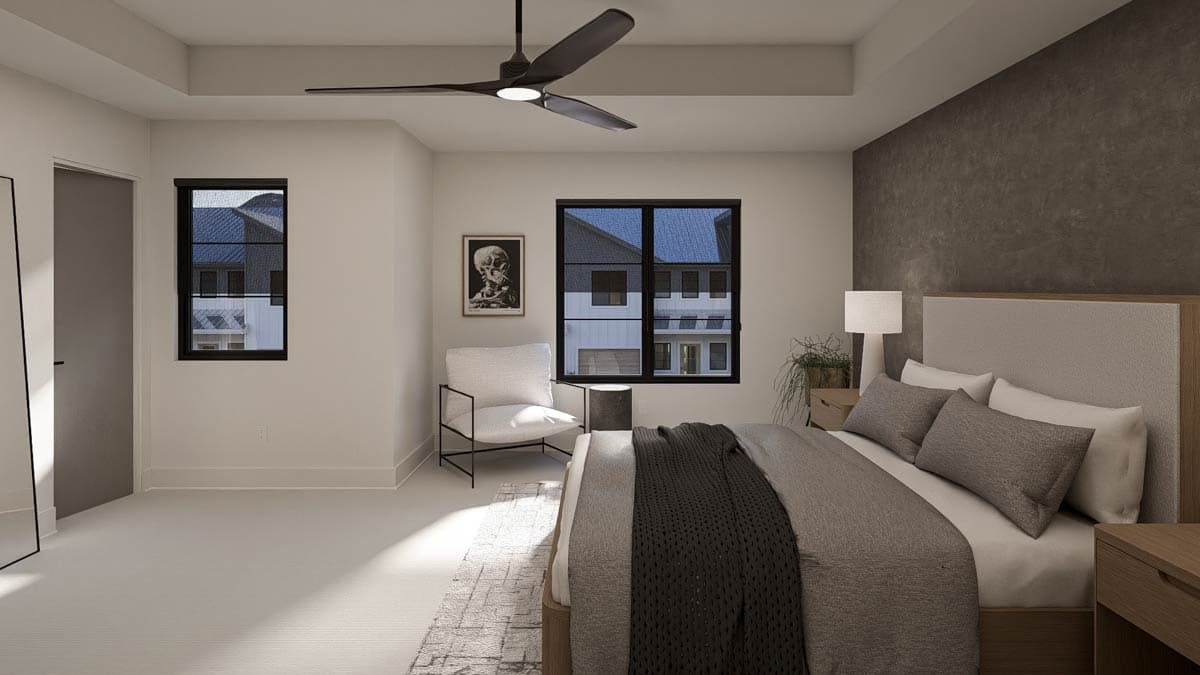 Plan 623560DJ: Modern 3-Bedroom Townhouse Quadplex Plan with Home Office and Upstairs Master - Image #15 - Contemporary, Modern