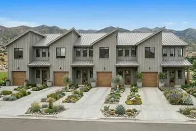 Modern 3-Bedroom Townhouse Quadplex Plan with Home Office and Upstairs Master