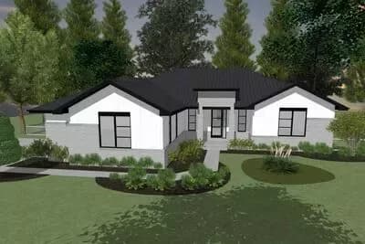 Contemporary Southwest House Plan with Flex Room and Split Bedrooms