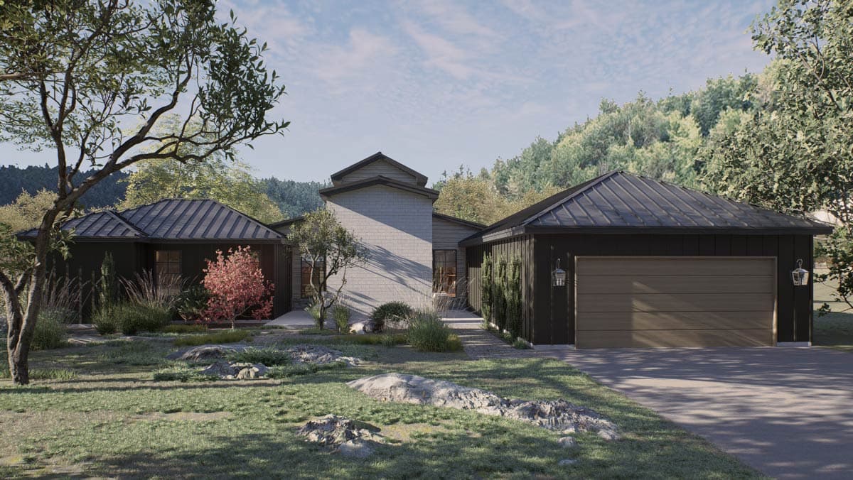 Plan 302012PSK: Charming Country Barn House Plan with Vaulted Great Room and Outdoor Fireplace - Image #5 - Country