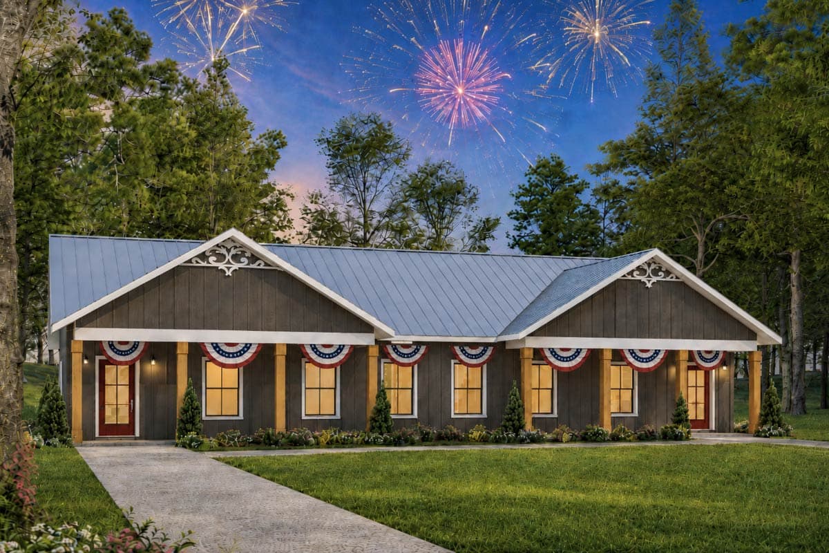 Plan 25072DH: Modern Farmhouse Duplex House Plan with 2-Bed and 2-Bath Units - Image #15 - Cottage, Country, Farmhouse, Modern Farmhouse, Ranch