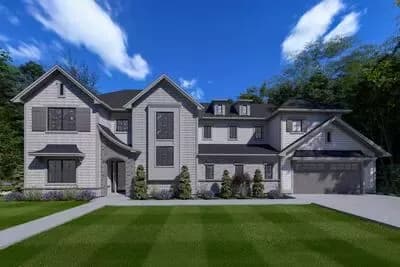 Spacious 4 Bed Transitional House Plan with Two-Story Great Room