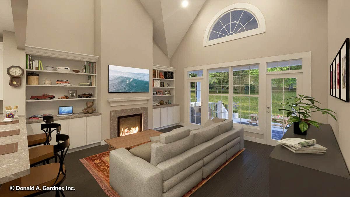 Plan 444441GDN: Charming 3-Bed Cottage House Plan with Master on Main and Two-Story Great Room - Image #5 - Cottage, Country, Traditional
