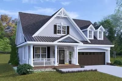 Charming 3-Bed Cottage House Plan with Master on Main and Two-Story Great Room