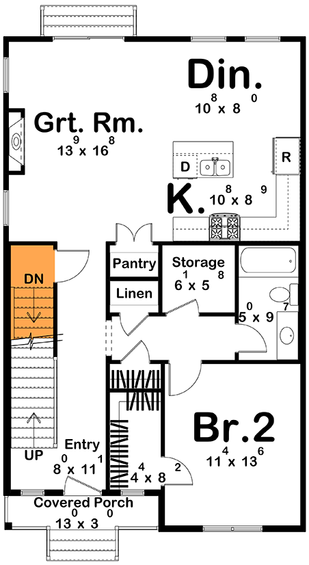 Plan 623563DJ: Traditional 4-Bed House Plan with Upstairs Master Suite - Floor Plan - Basement Stairs Location - Traditional
