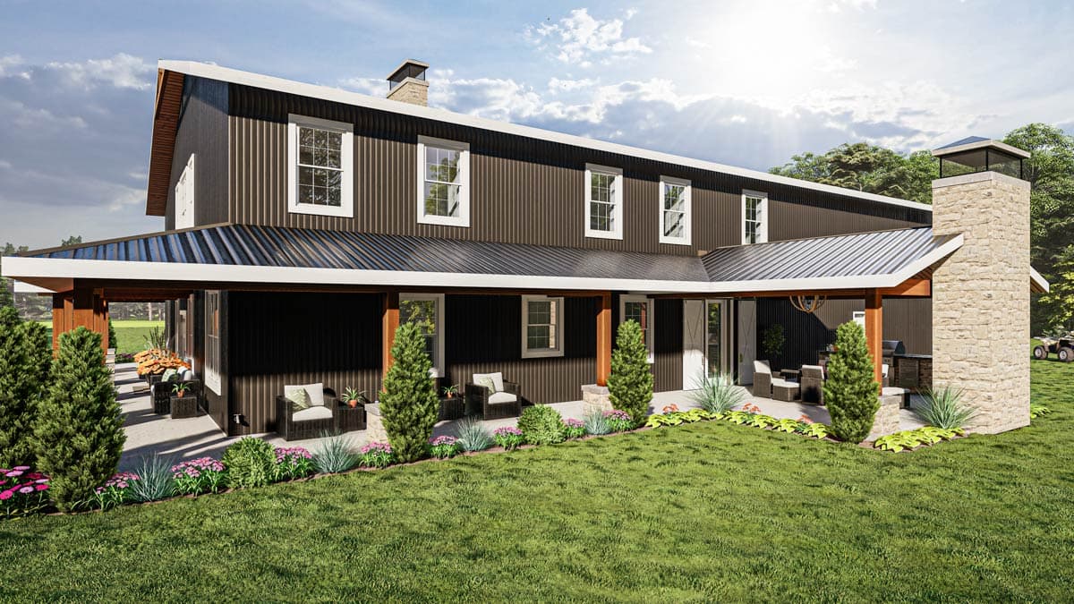 Plan 405070FDC: Modern Barndominium House Plan with 7 Beds, 3-Car Garage and Wrap-Around Porch - Image #6 - Barndominium