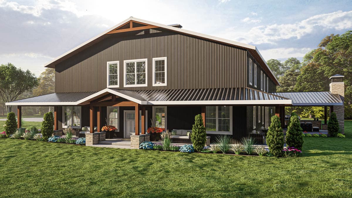 Plan 405070FDC: Modern Barndominium House Plan with 7 Beds, 3-Car Garage and Wrap-Around Porch - Image #5 - Barndominium