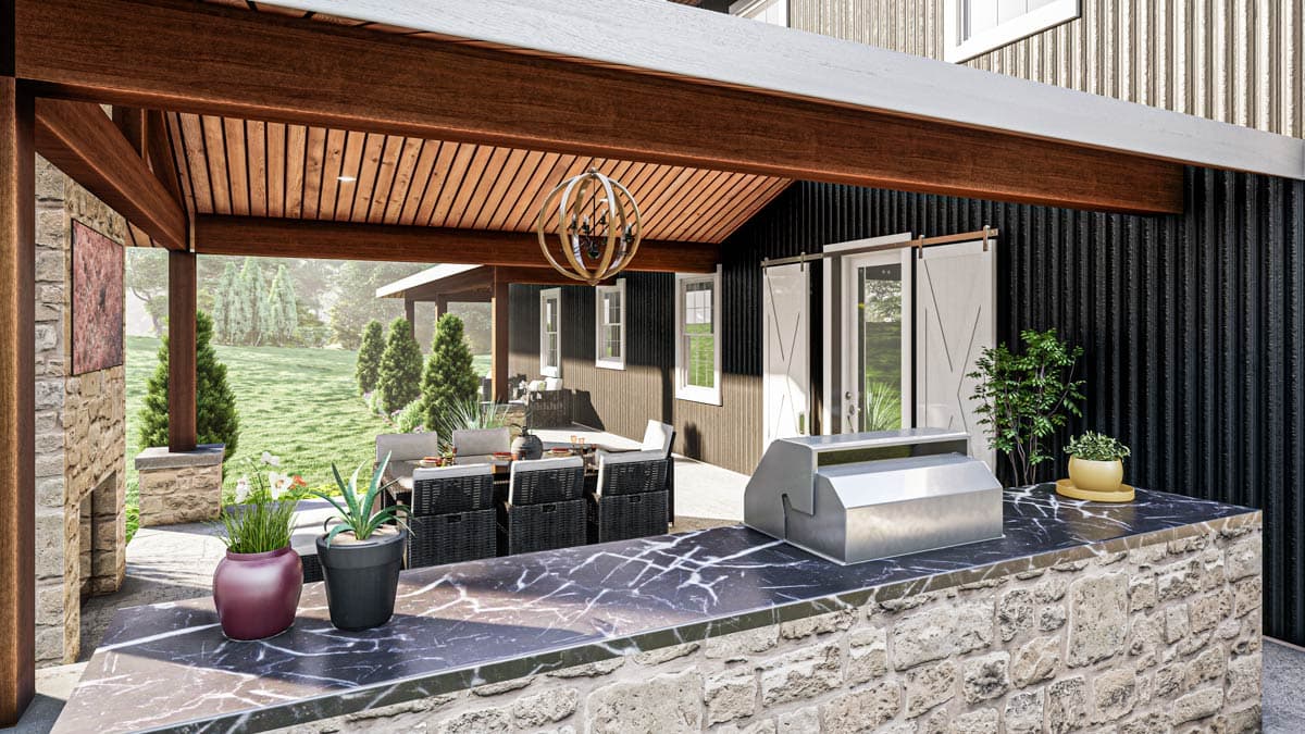 Plan 405070FDC: Modern Barndominium House Plan with 7 Beds, 3-Car Garage and Wrap-Around Porch - Image #7 - Barndominium