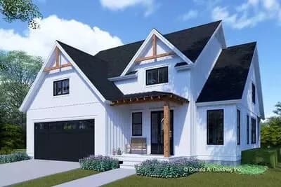Modern Farmhouse House Plan with Two Master Suites and Main Level Laundry