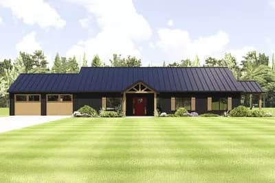 Modern Barndominium House Plan with Split Bedrooms