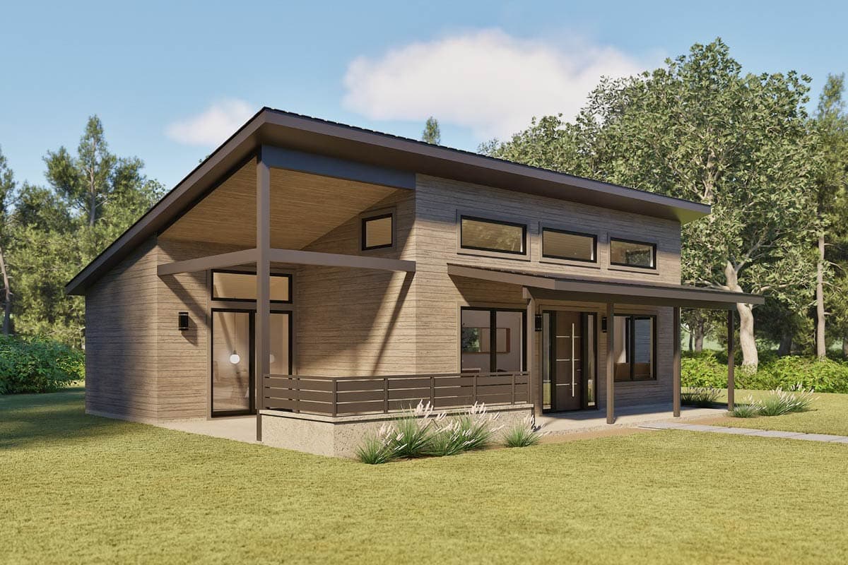 Plan 470313REY: 1 or 2 Bedroom Contemporary House Plan with Flex Room and Covered Patio - Image #5 - Contemporary, Modern