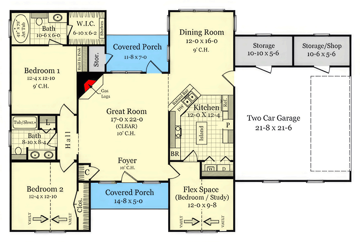 Plan 51312MM: Traditional Country House Plan with Flex Space and Closed ...