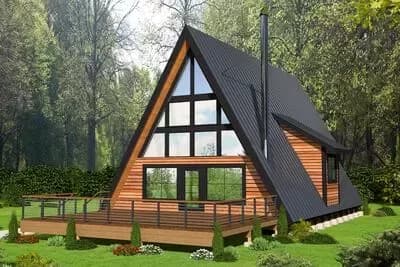 Modern A-Frame House Plan with Two Master Suites and Vaulted Living