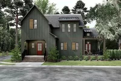 New American 4-Bedroom House Plan with Main Level Master Suite