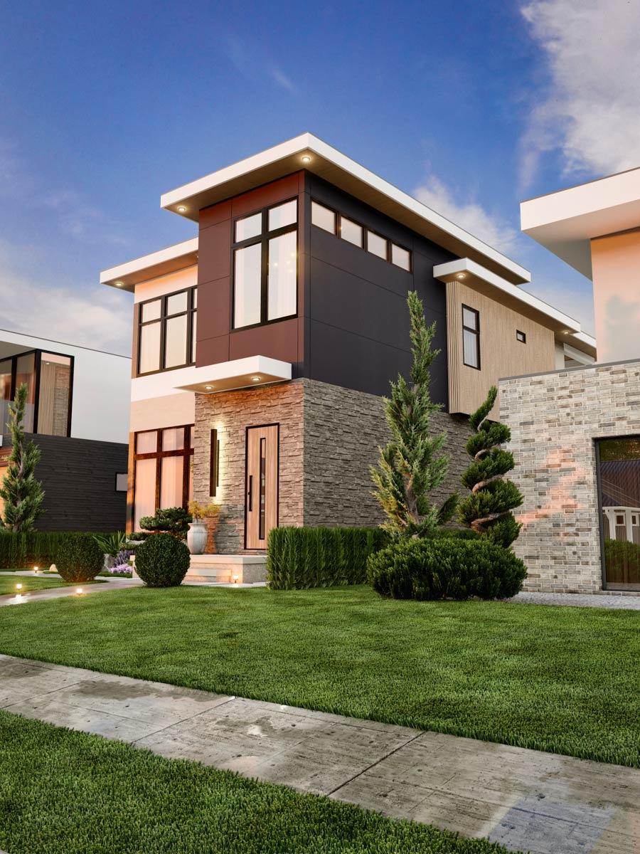 Plan 25933GE: Narrow Contemporary 3-Bedroom House Plan with Office and Balcony - Image #10 - Contemporary, Modern, Northwest