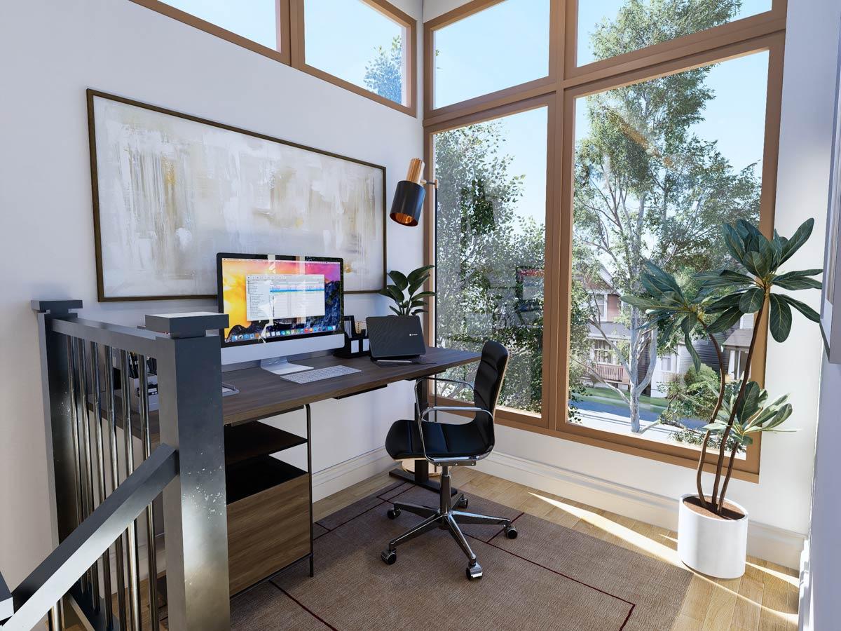 Plan 25933GE: Narrow Contemporary 3-Bedroom House Plan with Office and Balcony - Image #22 - Contemporary, Modern, Northwest