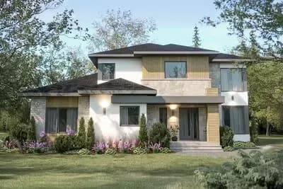 Contemporary Modern Duplex House Plan with Dual Suites & Butler's Pantry