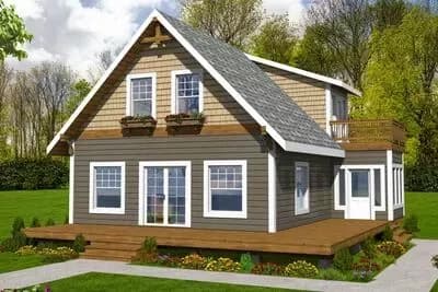Country House Plan with Wrap-Around Deck, Loft, and Main Master