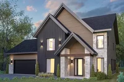 Sleek Scandinavian 3-Bed House Plan with Home Office and Covered Terrace
