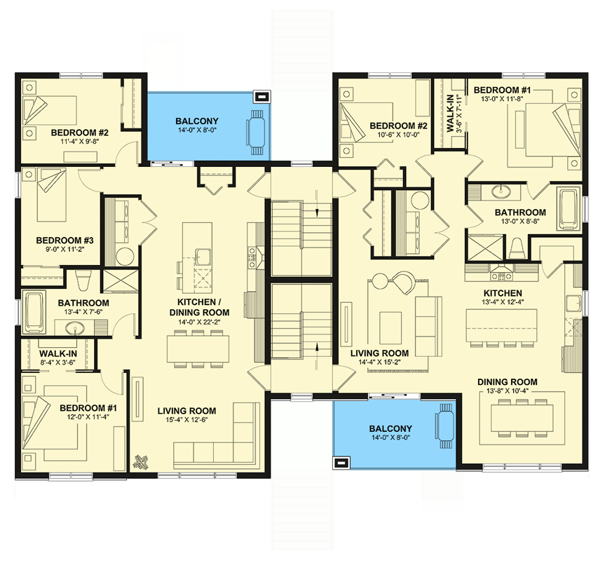 Plan 22719DR: Expansive Multi-Level House Plan with 10 Beds, 8 Baths, and Balconies - Floor Plan - Third Level - Northwest