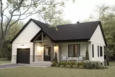 Charming 2-Bedroom Modern Cottage House Plan with Covered Porch