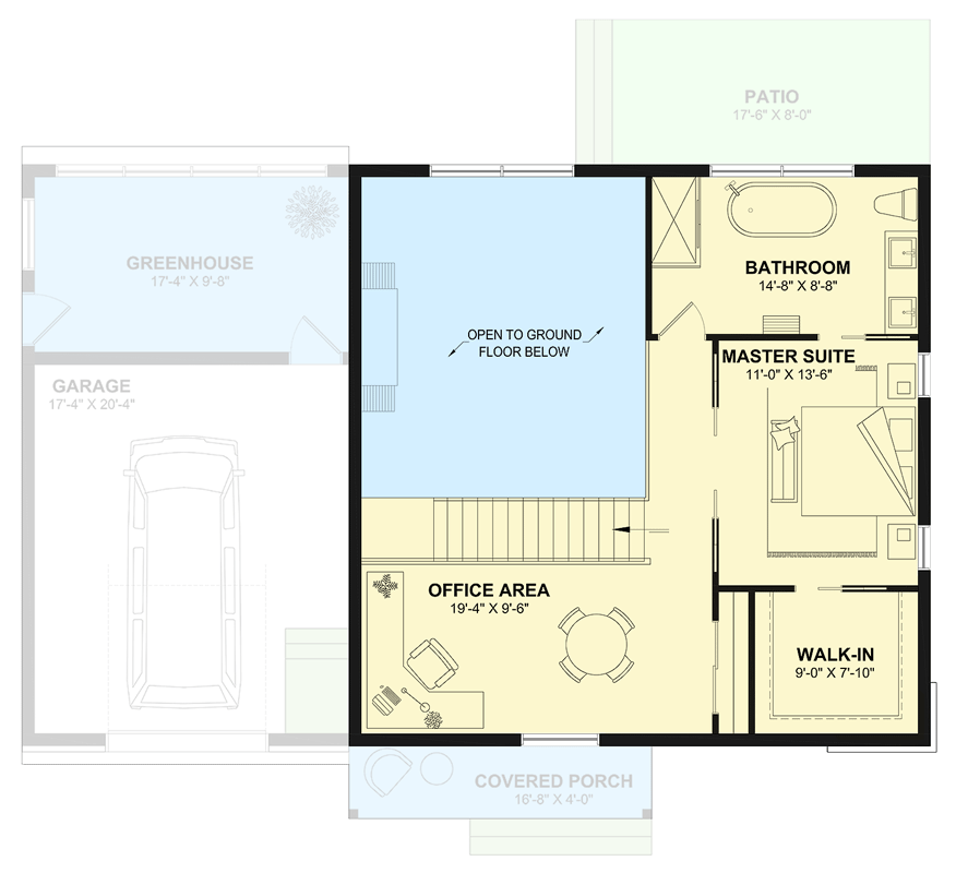 Plan 22732DR: Contemporary Modern House Plan with Upstairs Master Suite & Greenhouse - Floor Plan - 2nd Floor - Contemporary, Modern