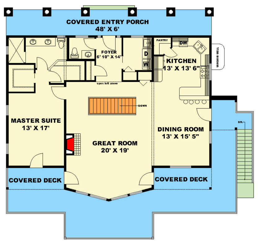 Plan 350170GH: Craftsman Mountain Plan with Two-Story Great Room, Walkout Basement - Floor Plan - Main Level - Craftsman, Mountain
