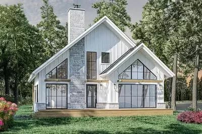 Striking Modern Mountain House Plan with 3 Beds and Two-Story Great Room