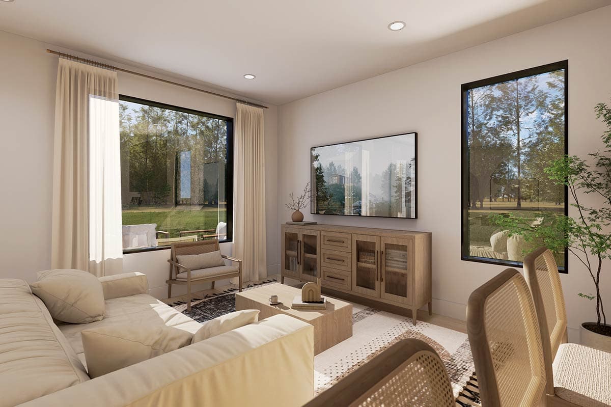 Plan 22738DR: Contemporary Modern House Plan with Split Bedrooms and Covered Terrace - Image #5 - Contemporary, Modern