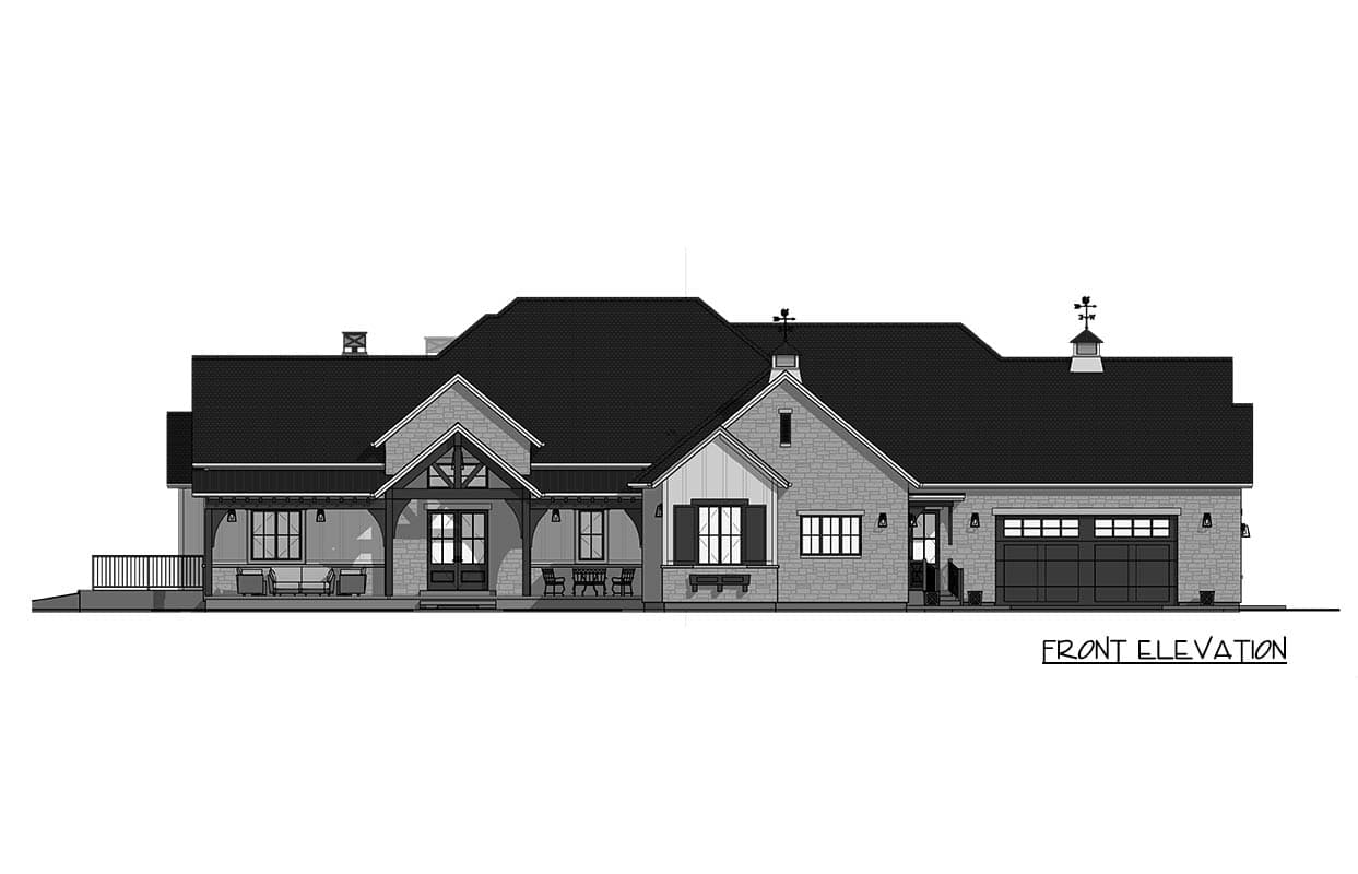 Plan 64560SC: Luxury Contemporary House Plan with Elevator, Sunroom, and 4-Car Garage - Image #13 - Contemporary, Mid Century Modern