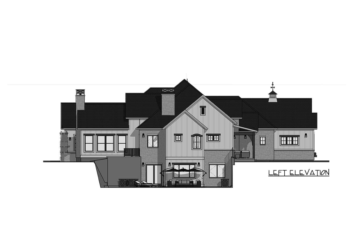 Plan 64560SC: Luxury Contemporary House Plan with Elevator, Sunroom, and 4-Car Garage - Image #14 - Contemporary, Mid Century Modern