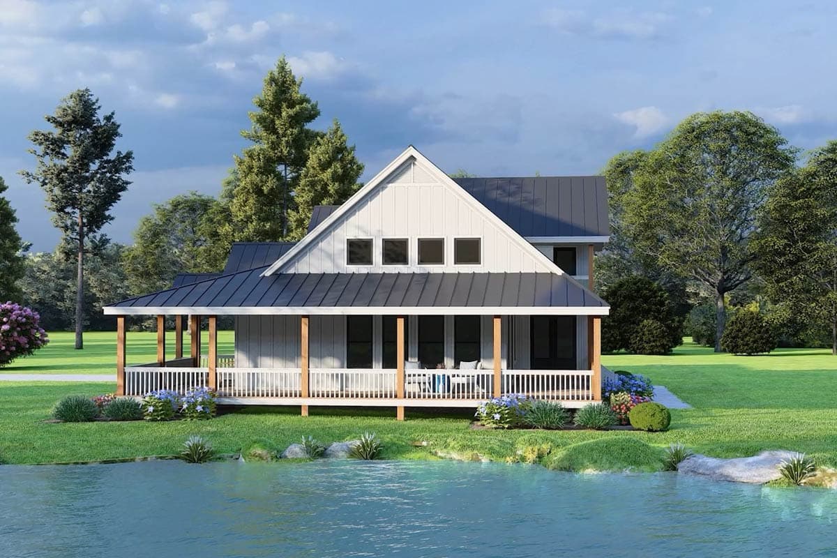 Plan 680621VR: Country Farmhouse House Plan with Vaulted Great Room and Wrap-Around Porch - Image #5 - Country, Farmhouse, Modern Farmhouse