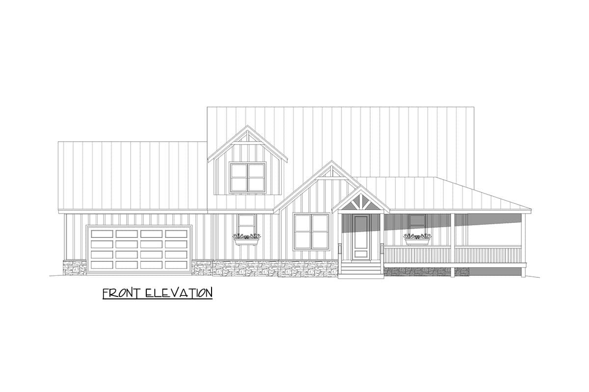 Plan 680621VR: Country Farmhouse House Plan with Vaulted Great Room and Wrap-Around Porch - Image #7 - Country, Farmhouse, Modern Farmhouse