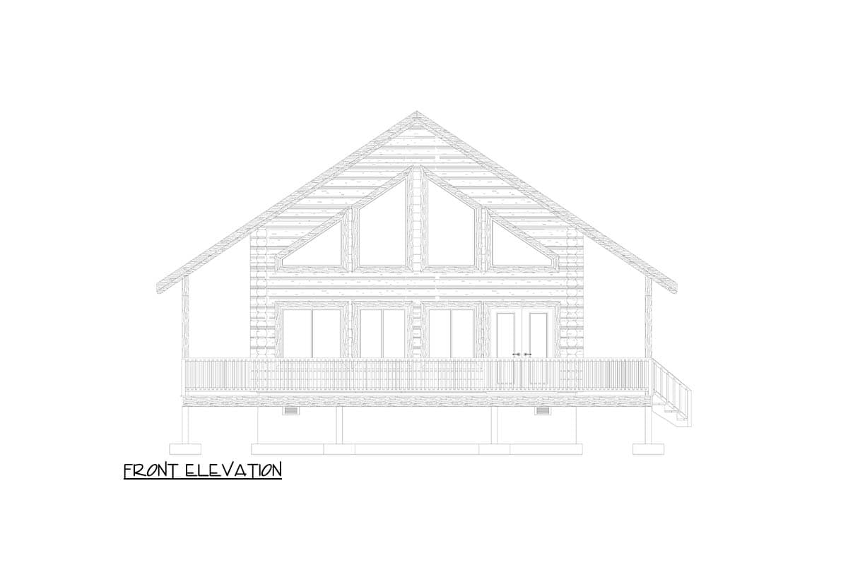 Plan 61671UT: Rustic Log Cabin House Plan with Loft and Two-Story Great Room - Image #8 - Cabin, Cottage, Rustic