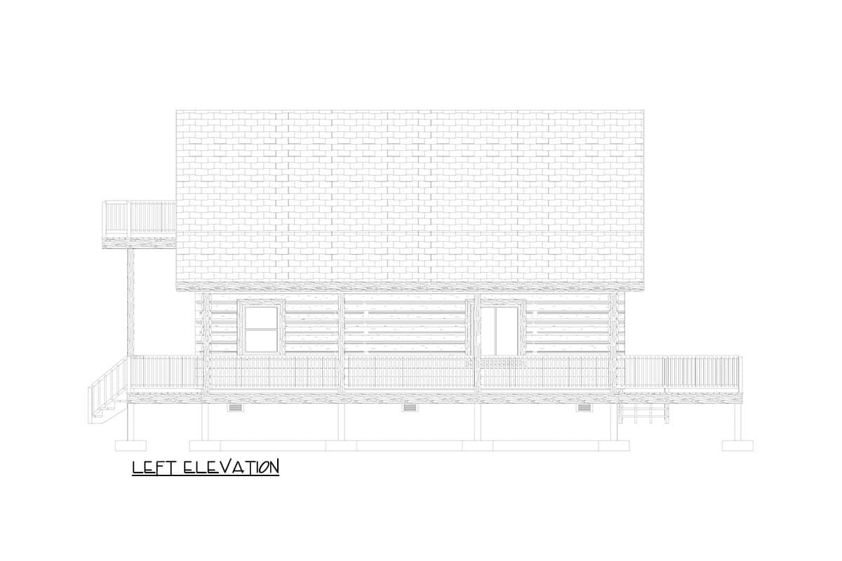 Plan 61671UT: Rustic Log Cabin House Plan with Loft and Two-Story Great Room - Image #9 - Cabin, Cottage, Rustic
