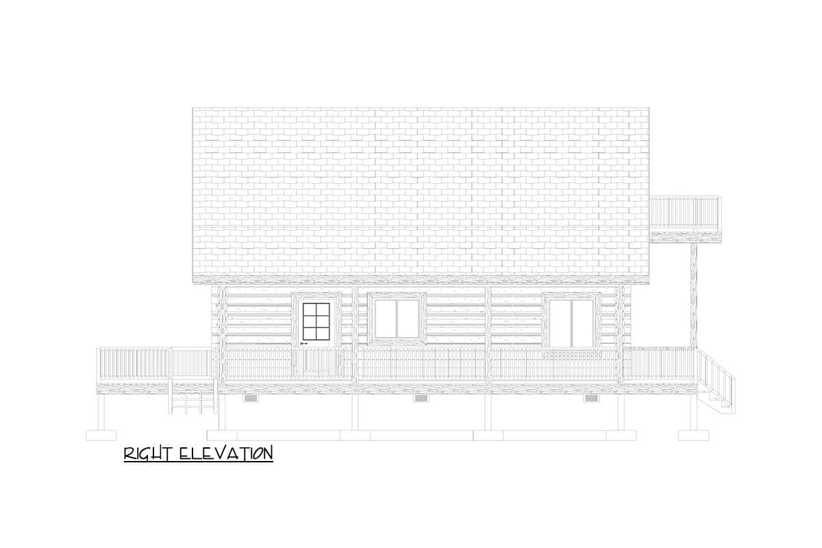 Plan 61671UT: Rustic Log Cabin House Plan with Loft and Two-Story Great Room - Image #11 - Cabin, Cottage, Rustic