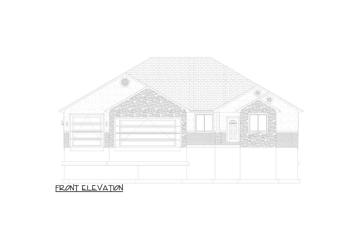 Plan 61672UT: Elegant Ranch House Plan with 3-Car Garage and Split Bedrooms - Image #10 - Ranch, Traditional