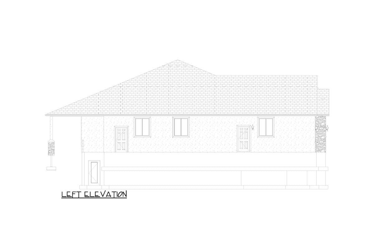 Plan 61672UT: Elegant Ranch House Plan with 3-Car Garage and Split Bedrooms - Image #7 - Ranch, Traditional