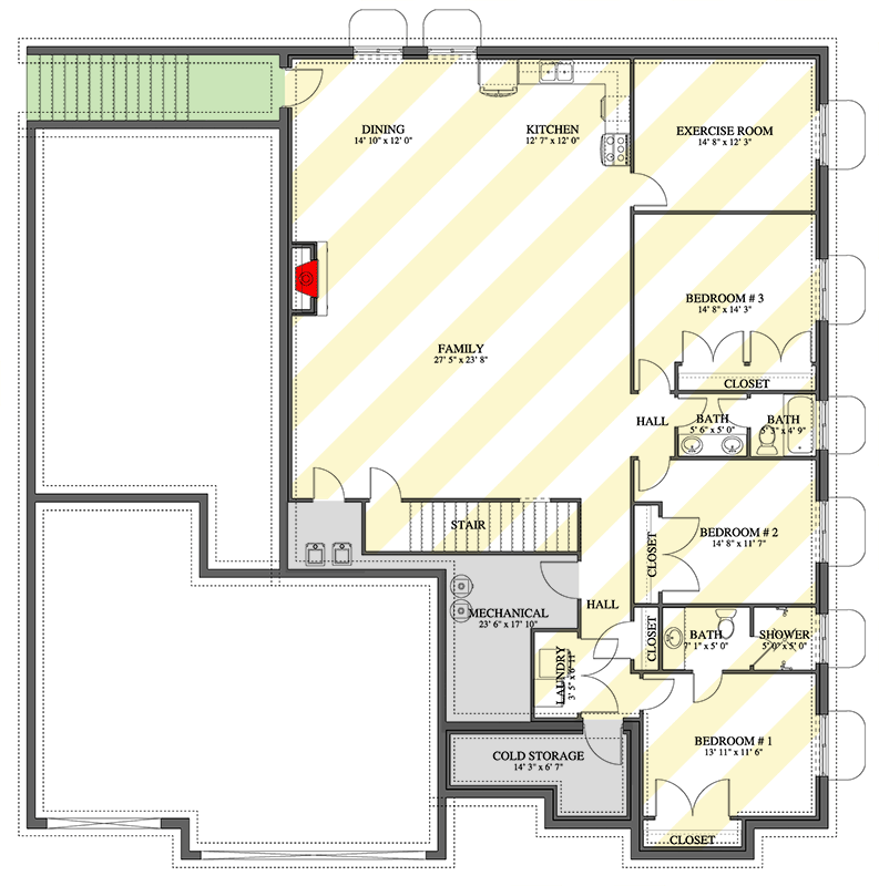 Plan 61672UT: Elegant Ranch House Plan with 3-Car Garage and Split Bedrooms - Floor Plan - Optional Lower Level - Ranch, Traditional