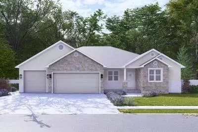 Elegant Ranch House Plan with 3-Car Garage and Split Bedrooms